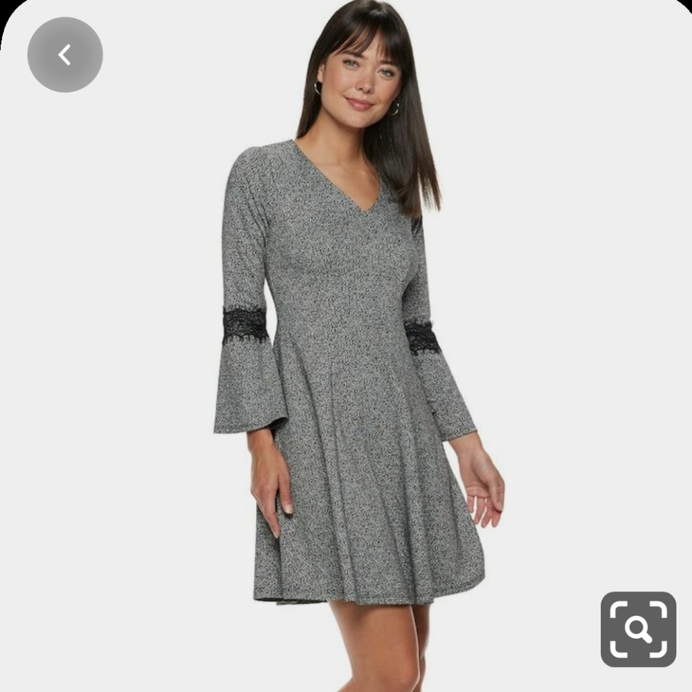 NWT ELLE Lace-Trim Fit & Flare Dress